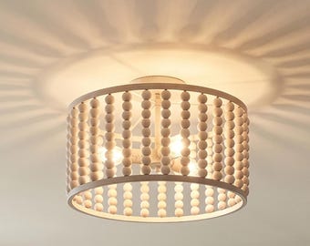 Beaded flush mount light for cozy boho farmhouse rooms