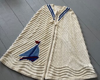 On Hold - Vintage Chenille Sailboat Beach Cape