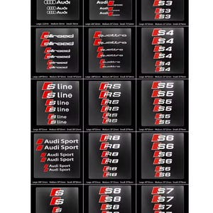 6 st. specialdesignade dekaler för Audi S Line, bromsok, värmebeständiga bromsklistermärken, RS S3 S4 S5 S6 S7 S8 A1 A3 A4 A5 A6 A7 Q5 Q7, fälgvinyl - vit