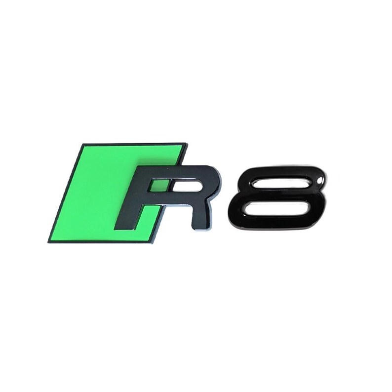 Audi R8 Lettering Gloss Green and Black 3D R8 Rear Trunk Emblem Badge for Audi R8 2008 ...