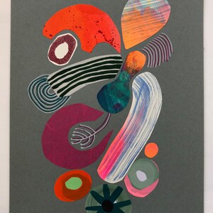 collage with hand-painted paper, original mixed media collage