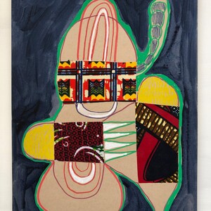 collage on brown paper, original mixed media collage