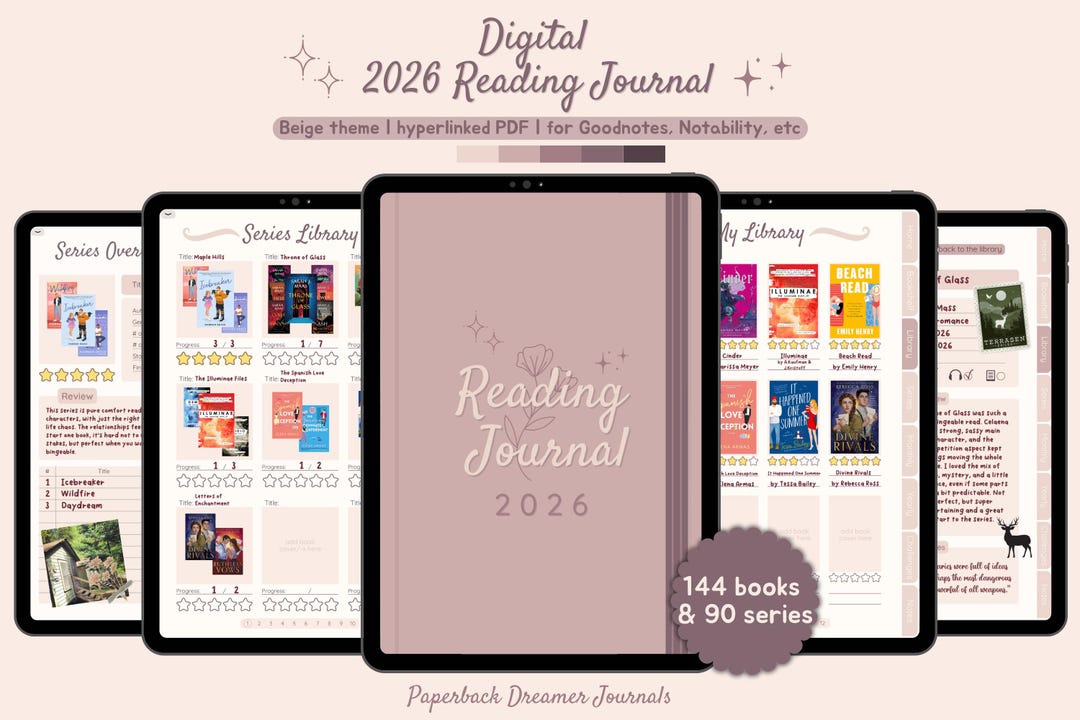 2026 Digital Reading Journal for Goodnotes & Notability | Minimal Book ...