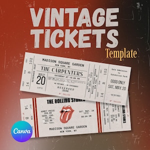 Editable Concert Ticket Template | Vintage Printable Surprise Ticket | Birthday Concert Reveal | Canva Editable | Digital Download