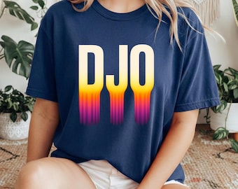 DJO Retro Gradient Sunset Tee, Vintage Minimalist Streetwear Shirt