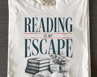 Reading Is My Escape Shirt, Book Lover Graphic Tee, Retro Vintage Bookworm Apparel