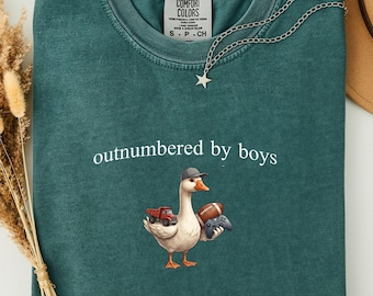 Comfort Colors® Funny Goose Mom Outnumbered By Boys T-shirt, Boy Mom Mother's Day Gift