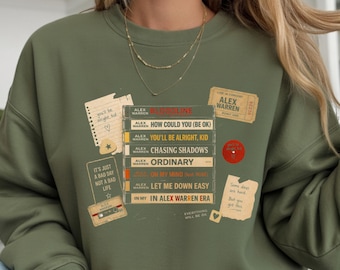 Alex Warren Era Cassette Graphic Crewneck Sweatshirt, Vintage Music Lover Shirt