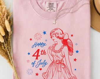 Vintage Happy 4th of July Tee, Americana Independence Day Graphic Shirt | Patriotic Stars Red Blue