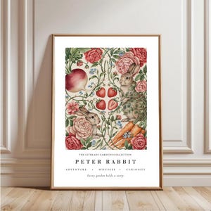 Peter Rabbit Botanical Print | Cottage Garden | William Morris Inspired | Literary Classic Victorian Antique Art Wall Decor