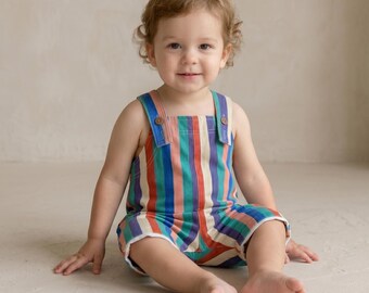 Pelele de algodón a rayas para bebé, mono de verano para niños pequeños, mono unisex, conjunto para el día a día.