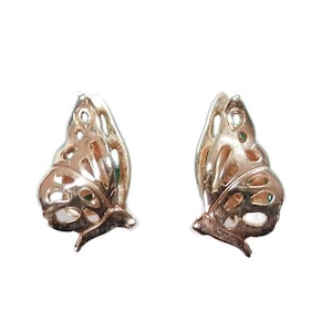 Vintage Avon Butterfly Earrings Gold Tone Clip On Small Dainty Cutouts