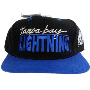 Tampa Bay Lightning Stripes Snapback Script Hat Cap Vintage 90s