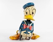 Linemar Tin Litho Donald Duck Wind Up Pull Back Toy Disney Japan Waddling