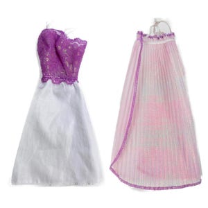 Vtg 1987 Barbie Nurse Whitney Purple Dress Iridescent Long Evening Skirt 4405