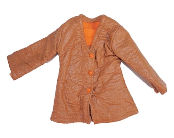 Vtg Mod Barbie Clone 11" Fashion Doll Faux Leather Camel Brown Jacket Coat 60s
