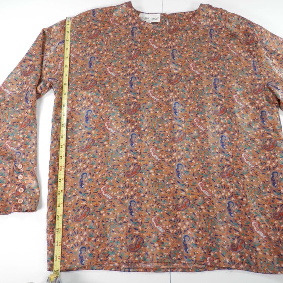 Vintage 70s 80s Womens L Paisley Print Blouse Ora… - image 2