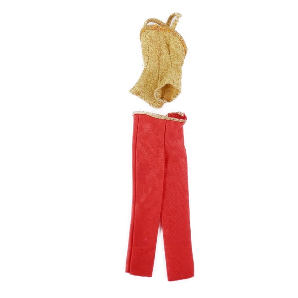 Vintage 1977 Barbie Fashion Photo Gold Bodysuit Red Pants 2210 70s