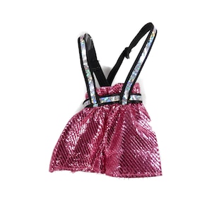 Vintage 1994 Dance Moves Barbie 13083 Pink Metallic Suspenders Shorts Outfit