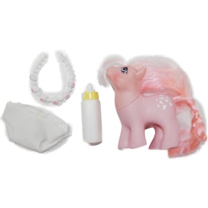 Vtg 1984 My Little Pony Baby Cotton Candy Pink Pony Necklace Bottle G1 Hasbro