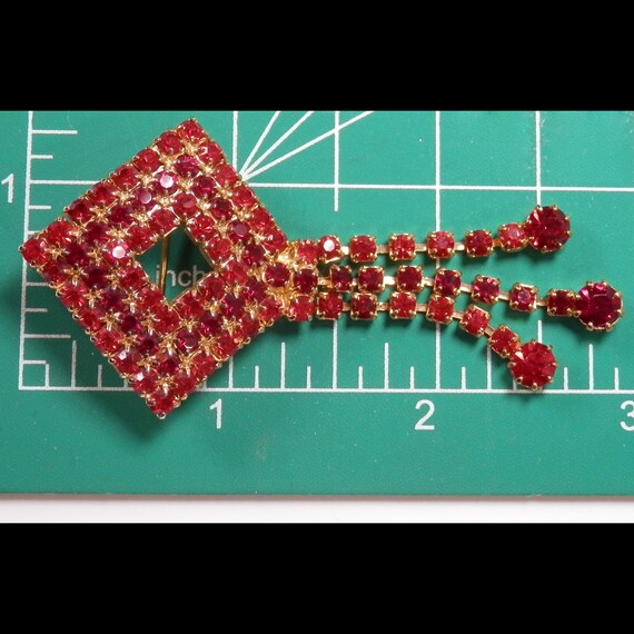 Red Rhinestone Square Diamond Shape Waterfall Dan… - image 4