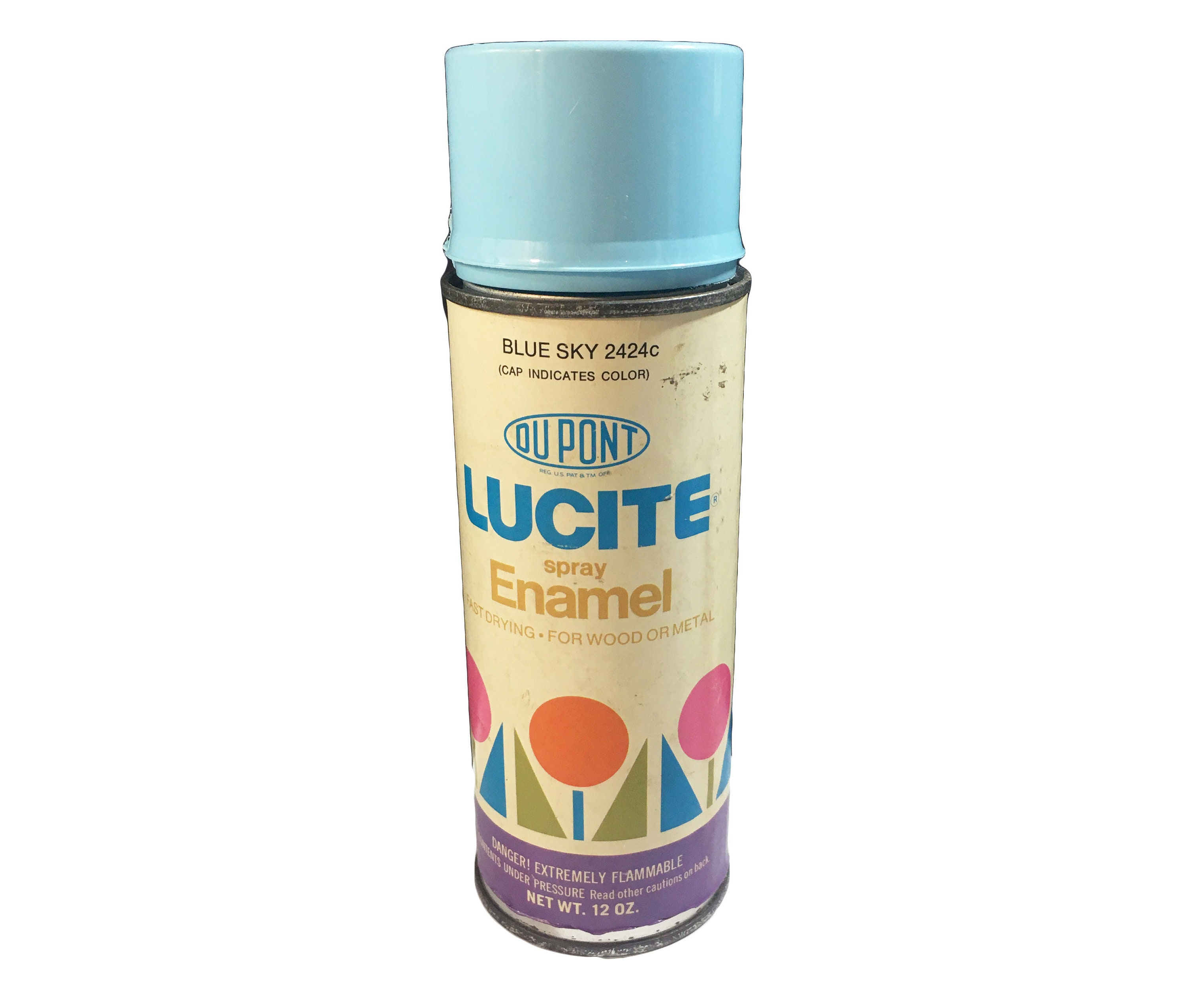 Vintage Dupont Lucite Spray Enamel Paint Blue Sky Works Sprays 75% Full Graffiti Baby Blue