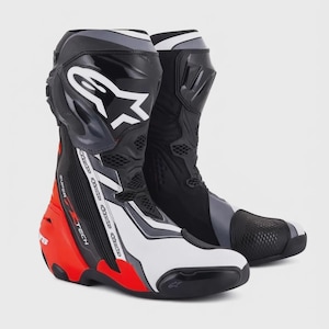 Alpinestars Supertech R Racing Stövlar, Svart Vit Röd Sportbikeskor