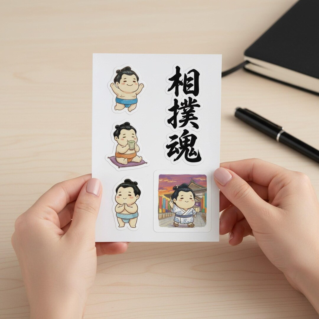 Sumo Wrestler Sticker Sheet, Kawaii Japanese Stationery, Planner ...