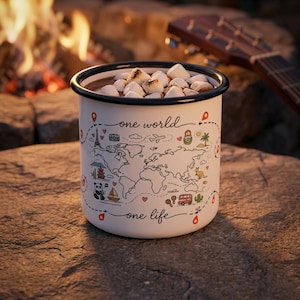 World Map Cup | Travel Map Mug, Adventure Camping Drinkware