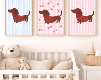 Póster para habitación de perro salchicha: adorable arte mural (descarga digital)