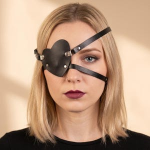 Heart Eye Patch, Adjustable Faux Leather, Pirate Cosplay Costume Accessory