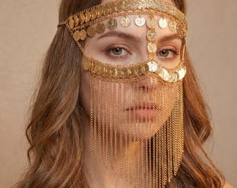 Gold Coin Headpiece, Festival Hair Chain, Dance & Party Hair Accessory