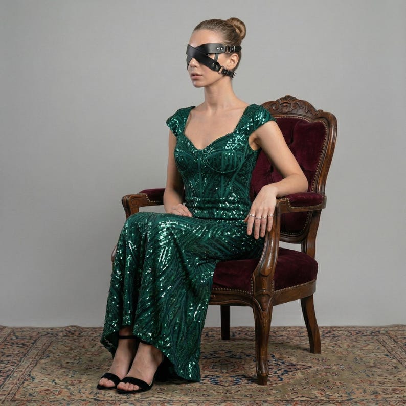 Black Leather Strap Mask: Gothic Cosplay, Alternative Style Accessory image 6