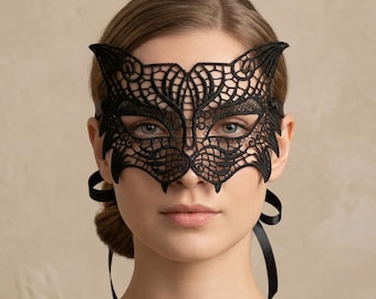 Black Lace Masquerade Mask, Venetian Style Eye Mask, Elegant Party Accessory