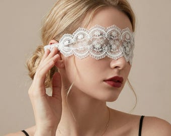 Vit spetsögonmask, romantisk blommig vintage-accessoar