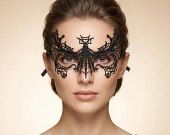 Máscara de encaje negro para disfraces, antifaz de filigrana, accesorio de disfraz de estilo veneciano.