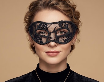 Venetian Lace Masquerade Mask, Elegant Eye Covering, Carnival Party Accessory