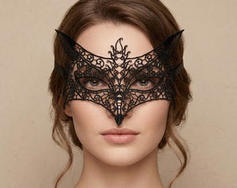 Máscara de encaje negro para disfraces, máscara para ojos estilo veneciano