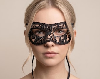 Black Lace Masquerade Mask, Venetian Style Eye Mask, Elegant Costume Accessory