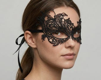 Black Lace Masquerade Mask: Venetian Style Eye Mask for Parties