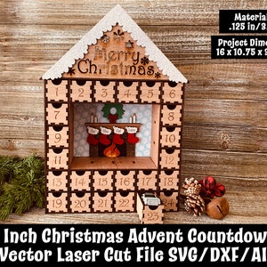 3 Zoll Weihnachten Advent Countdown Vektor Laser geschnitten Datei SVG/DXF/AI