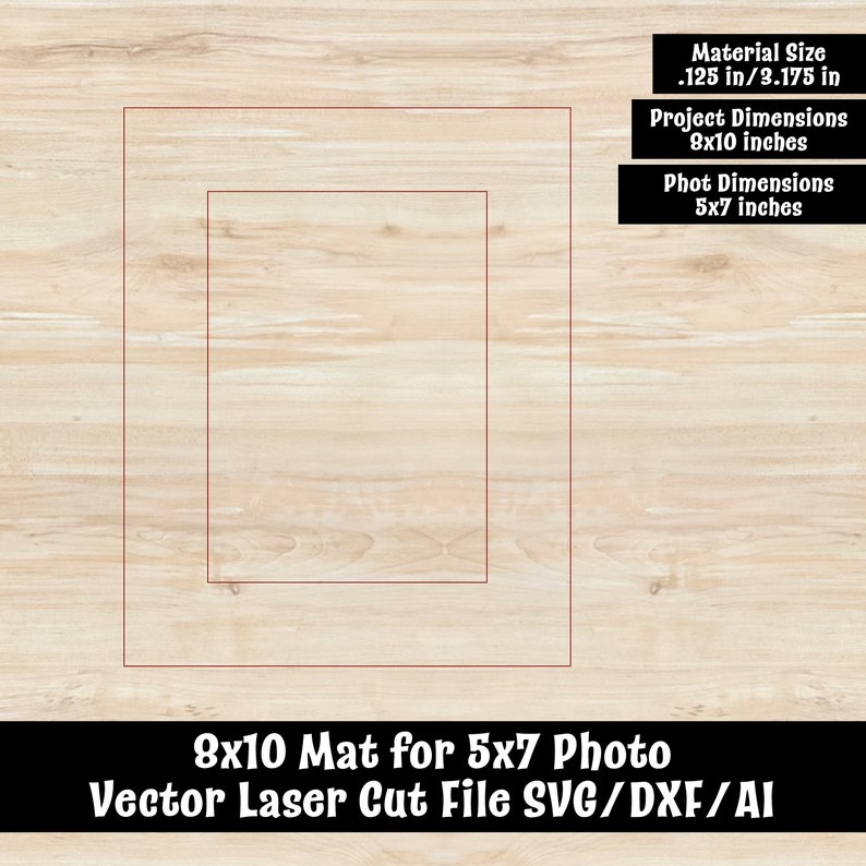 8x10 Mat for 5x7 Photo Vector Laser Cut File SVG/DXF/AI - Etsy