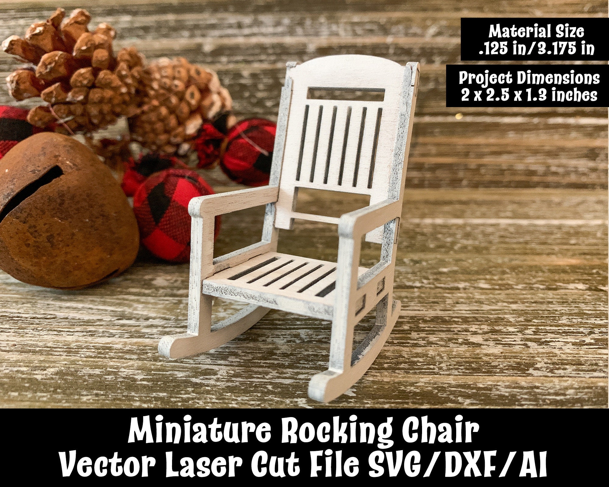 Miniature Rocking Chair for Vector Laser Cut File SVG/DXF/AI Etsy