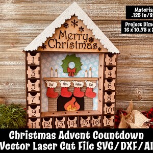 Christmas Advent Countdown Vector Laser Cut File  SVG/DXF/AI