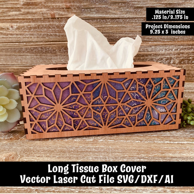 Long Tissue Box Cover Vector Laser Cut File SVG/DXF/AI Etsy