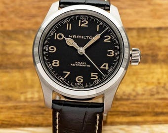 Vintage Hamilton Khaki Field Murph 38mm Automatic H10 Movement Interstellar Movie Watch Black Dial Leather Strap Luxury Field Watch Gift