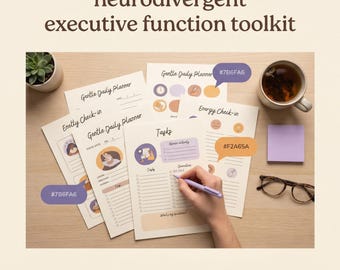 Neurodivergent Executive Function Toolkit: Gentle Daily Planner for Neurodivergent Adults | 25 Printable Pages (Instant Download, PDF)