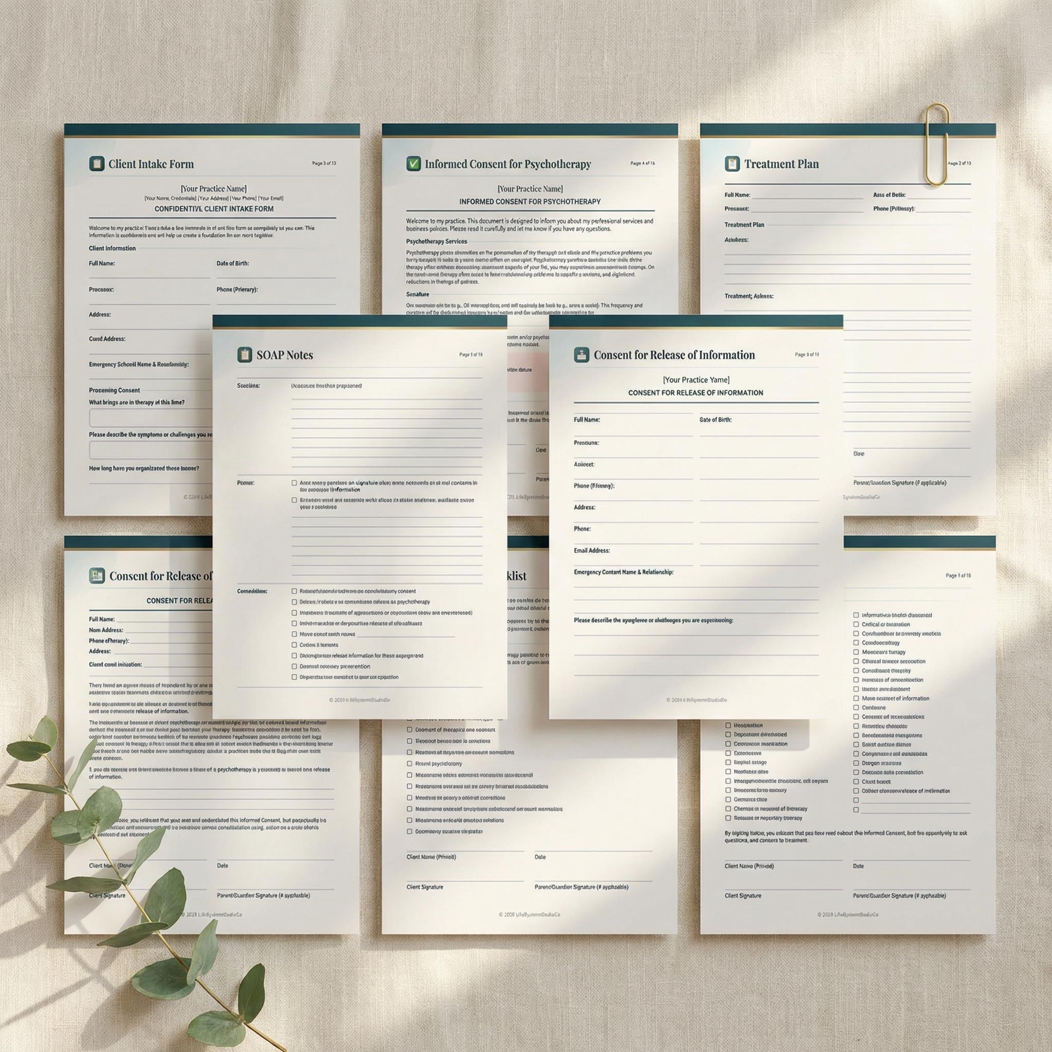 Therapy Practice Starter Kit: Pro Forms & Templates for New Therapists ...