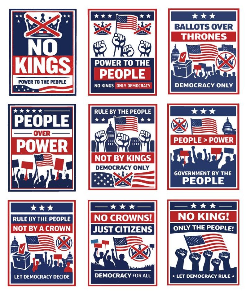 No Kings Sign & Anti Trump Protest Posters Printable | Resist Democracy ...