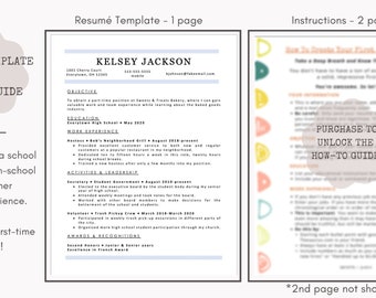 High School Resume Etsy
